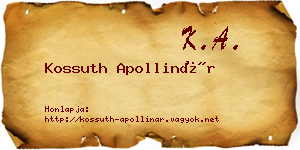 Kossuth Apollinár névjegykártya